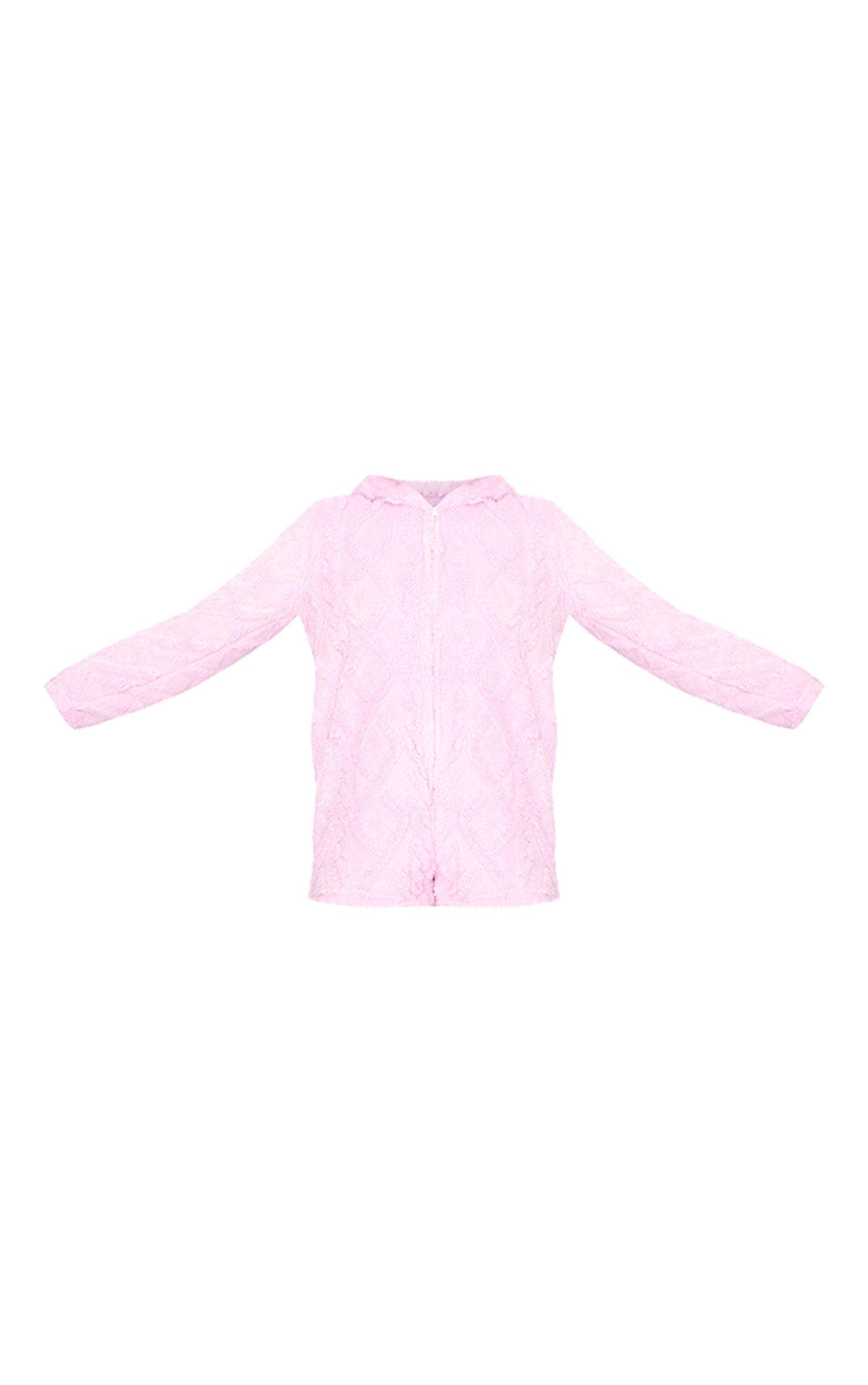 Pink Cable Fleece Hooded Romper Product Image