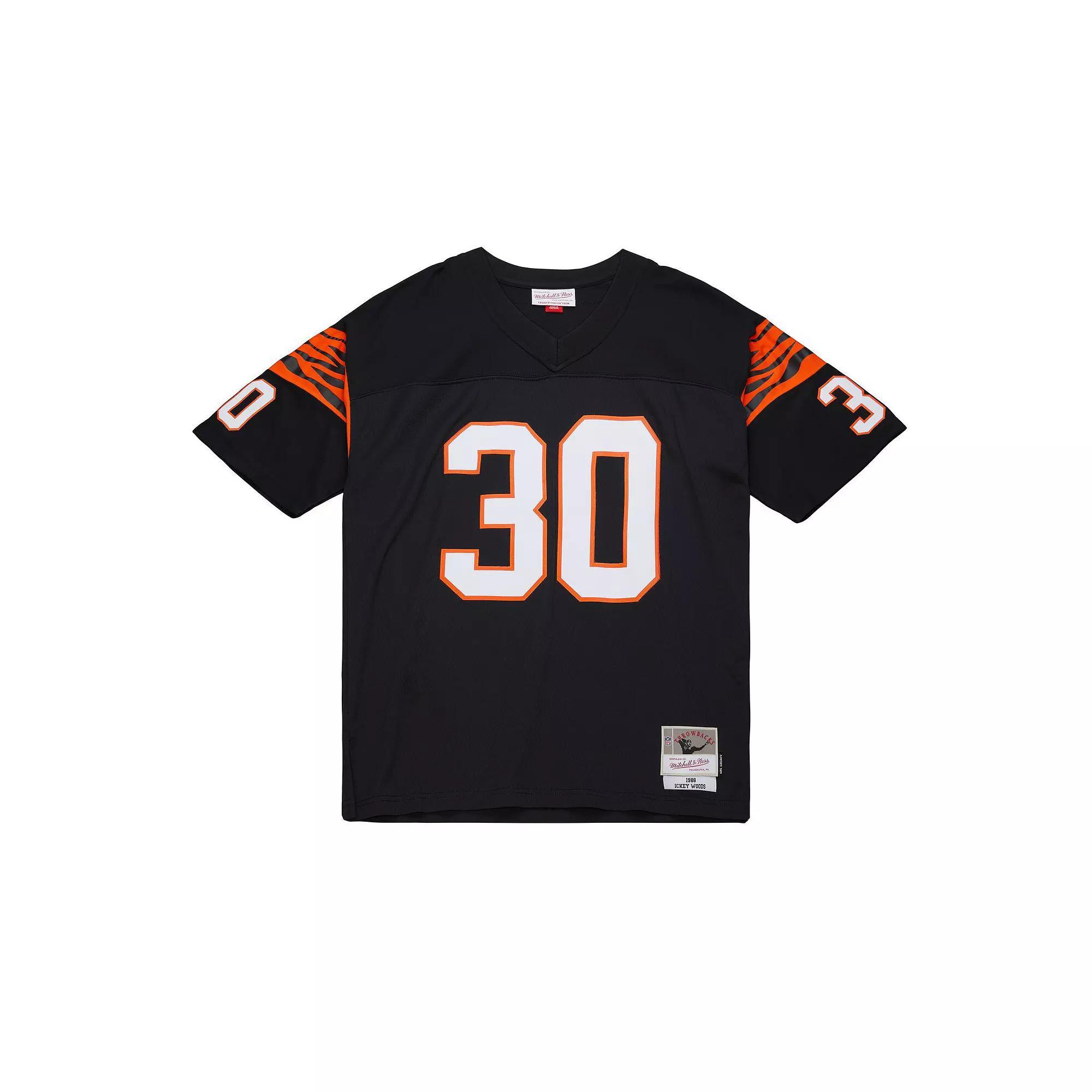Men's Mitchell & Ness Ickey Woods Black Cincinnati Bengals 1988 Legacy Replica Jersey, Size: 2XL Product Image