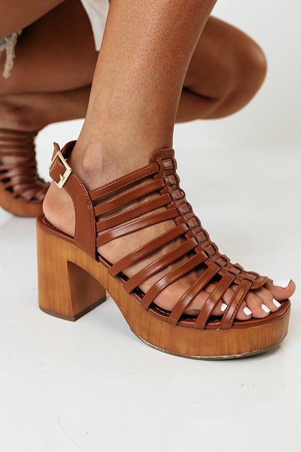 The Brooky Faux Leather Heel In Camel Product Image