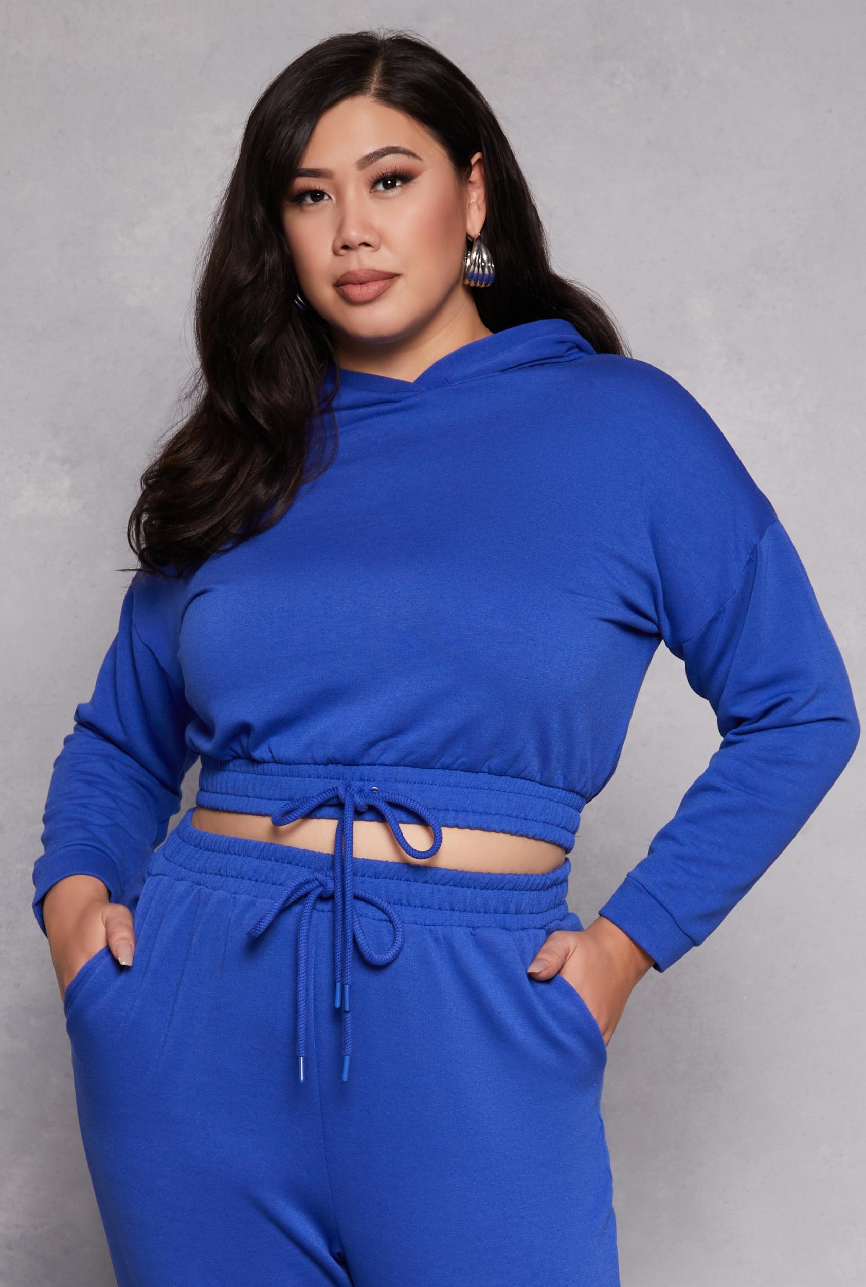 Womens Plus Size Iris Elastic Hem Hooded Sweatshirt Product Image