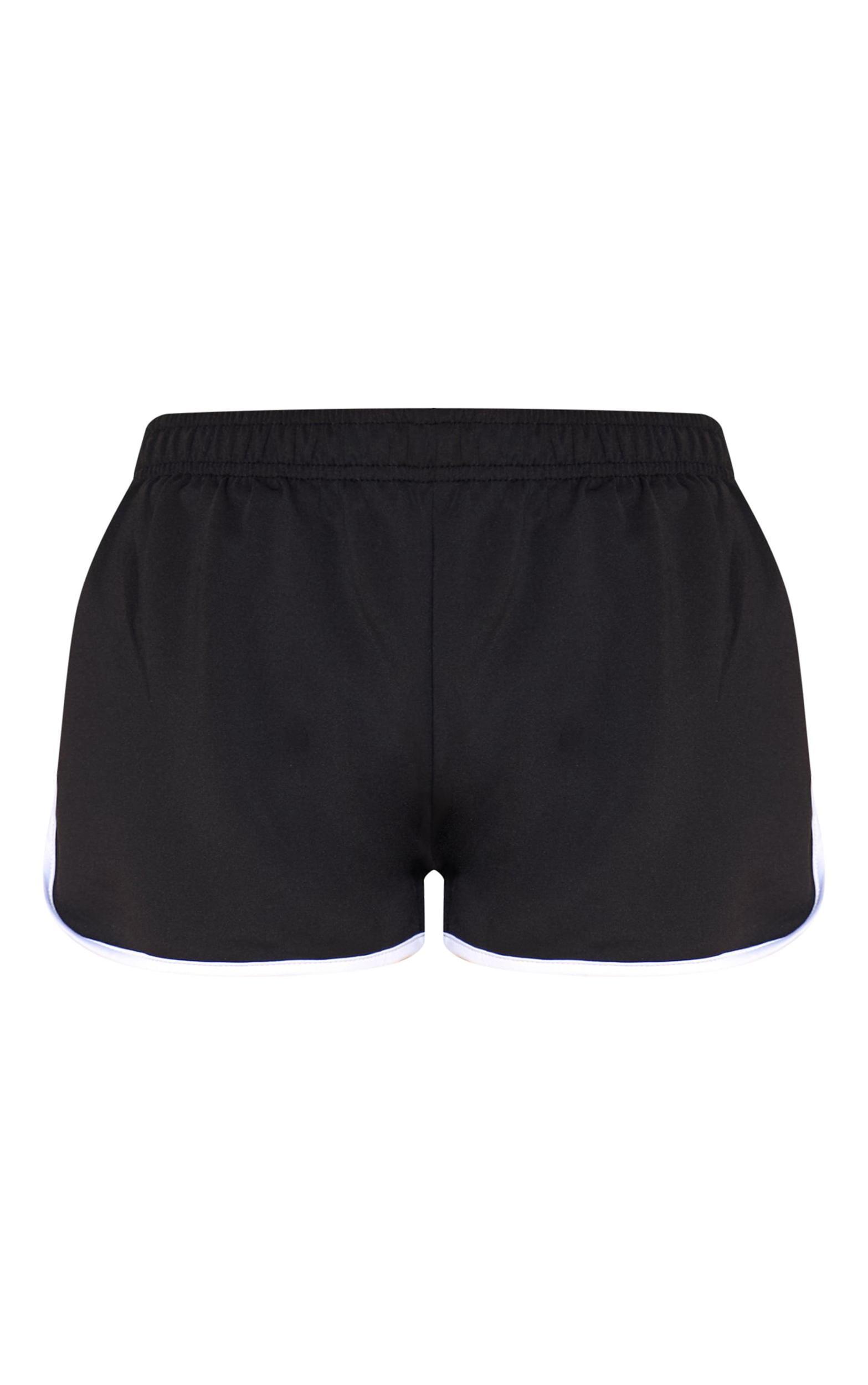 Black Side Stripe Detail Tricot Dolphin Shorts Product Image