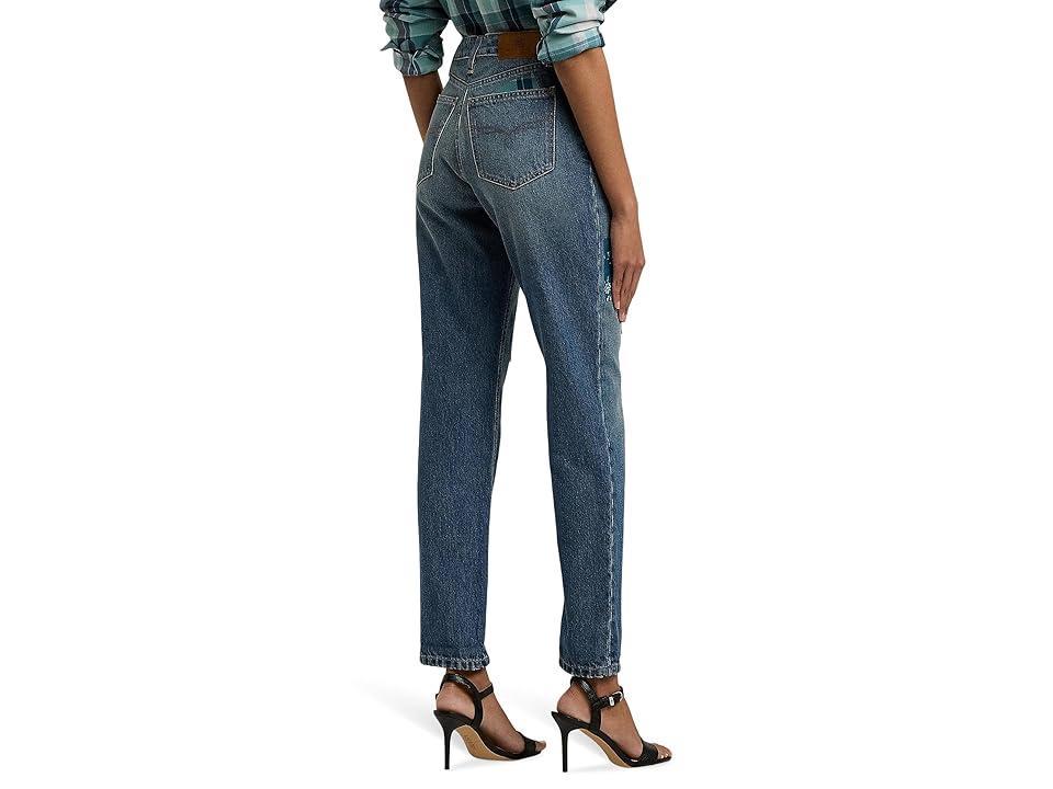 Lauren Ralph Lauren Patchwork Boyfriend Tapered Ankle Jeans (Dusk Indigo Wash) Women's Jeans Product Image