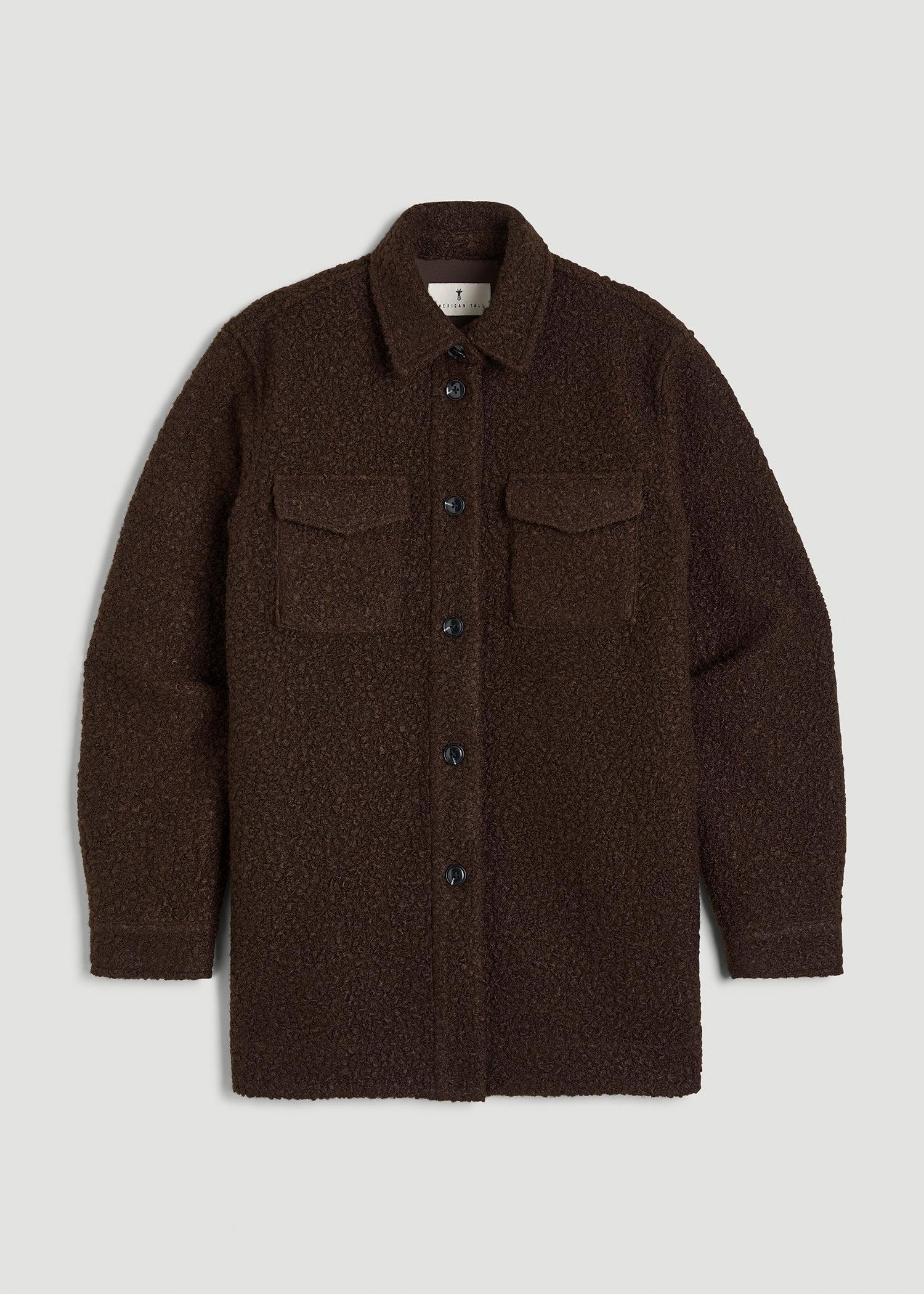 Relaxed Boucle Tall Women's Shacket in Espresso Product Image