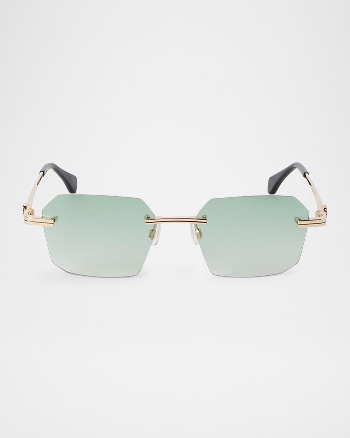 Mens Quartz Metal Rectangle Sunglasses Product Image
