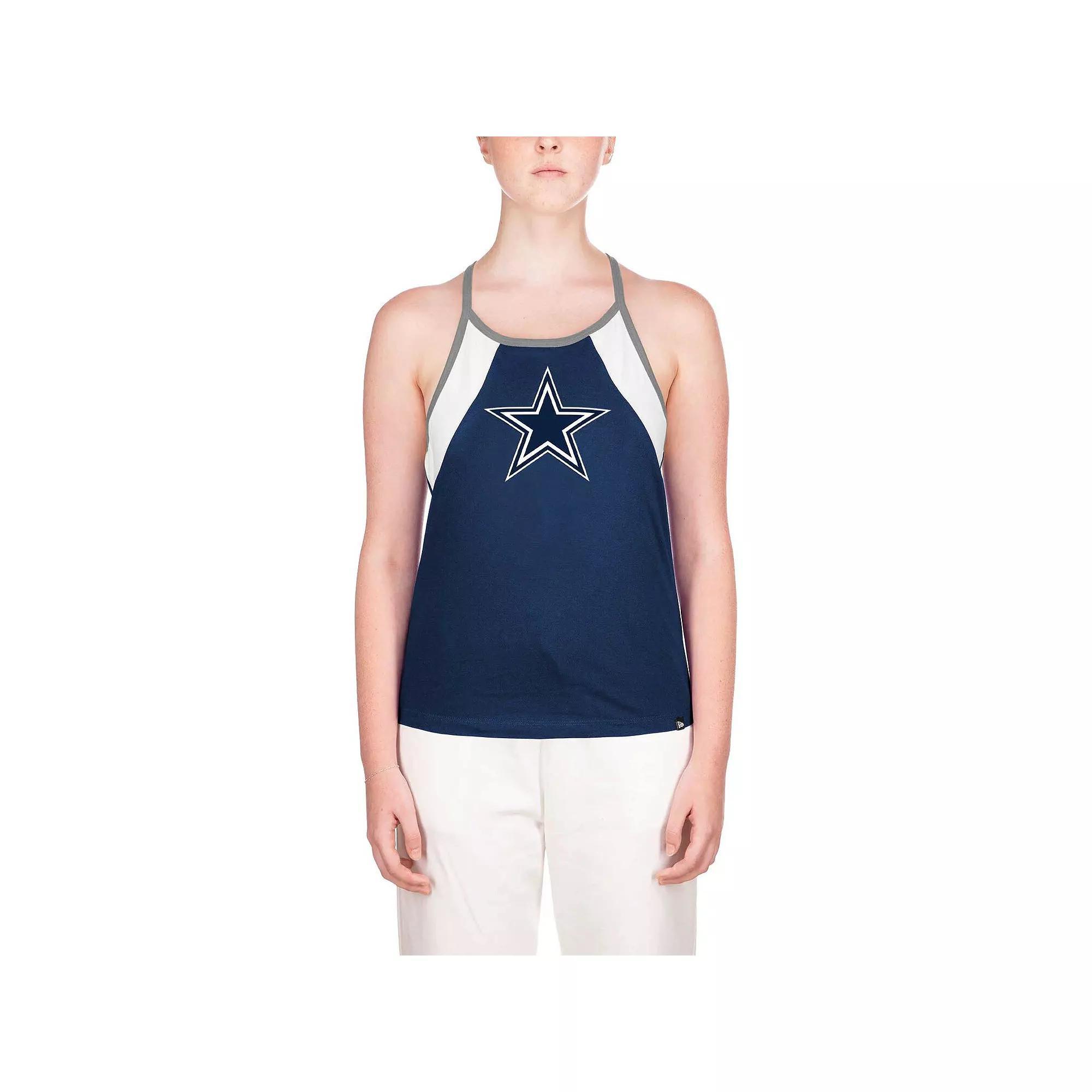 Women's New Era Navy Dallas Cowboys Ribbed Racerback Tank Top, Size: 2XL, Blue Product Image