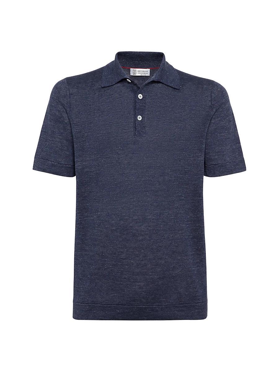 Mens Linen and Cotton Knit Polo Shirt Product Image