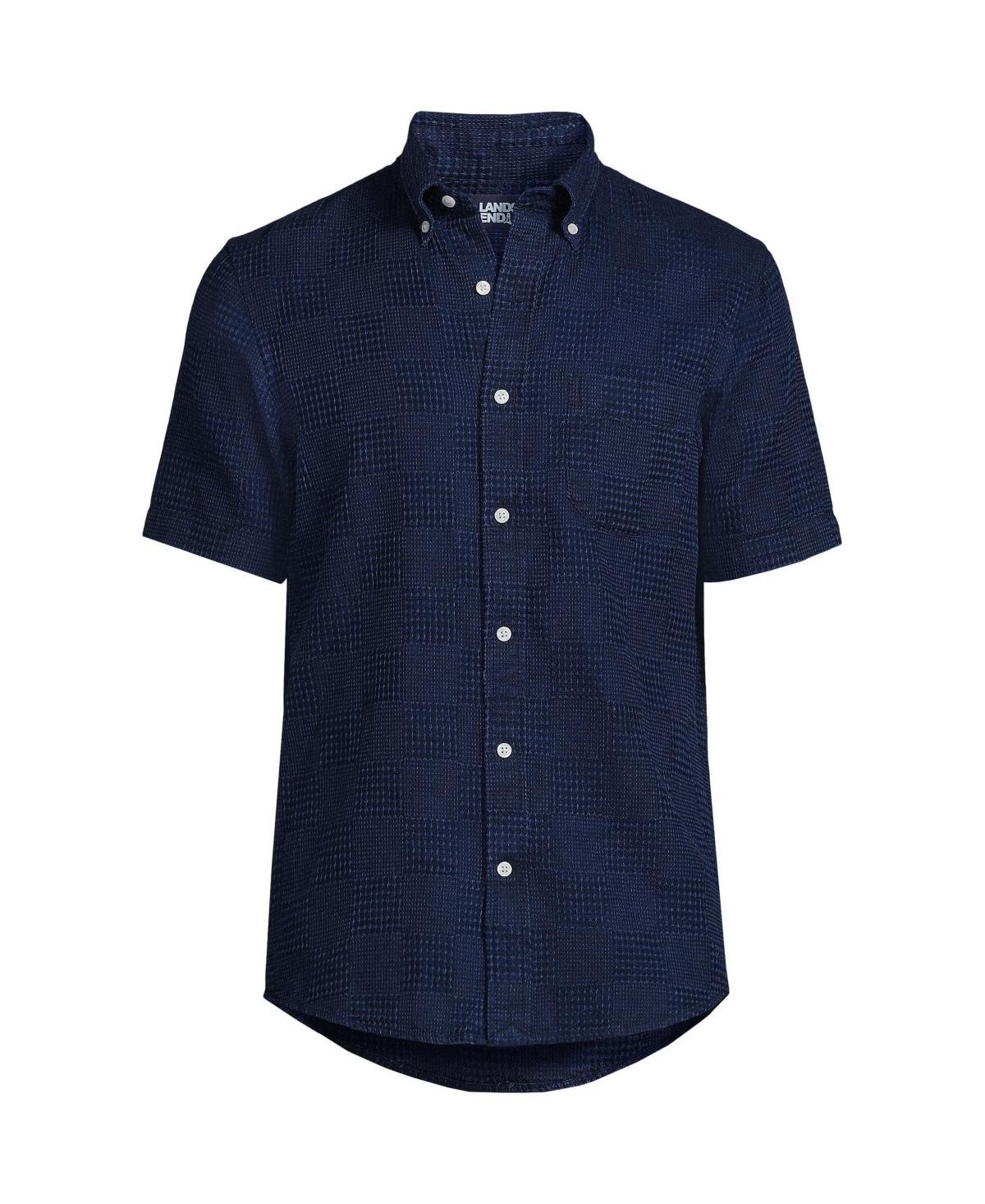 Men's Lands' End Traditional-Fit Chambray Button-Down Shirt, Size: XL, Dark Blue Product Image