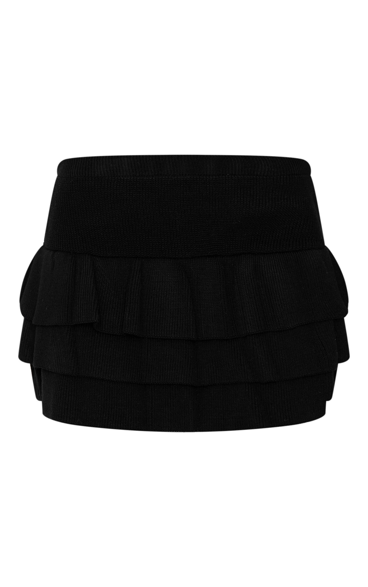  Black Textured Knit Rara Mini Skirt Product Image