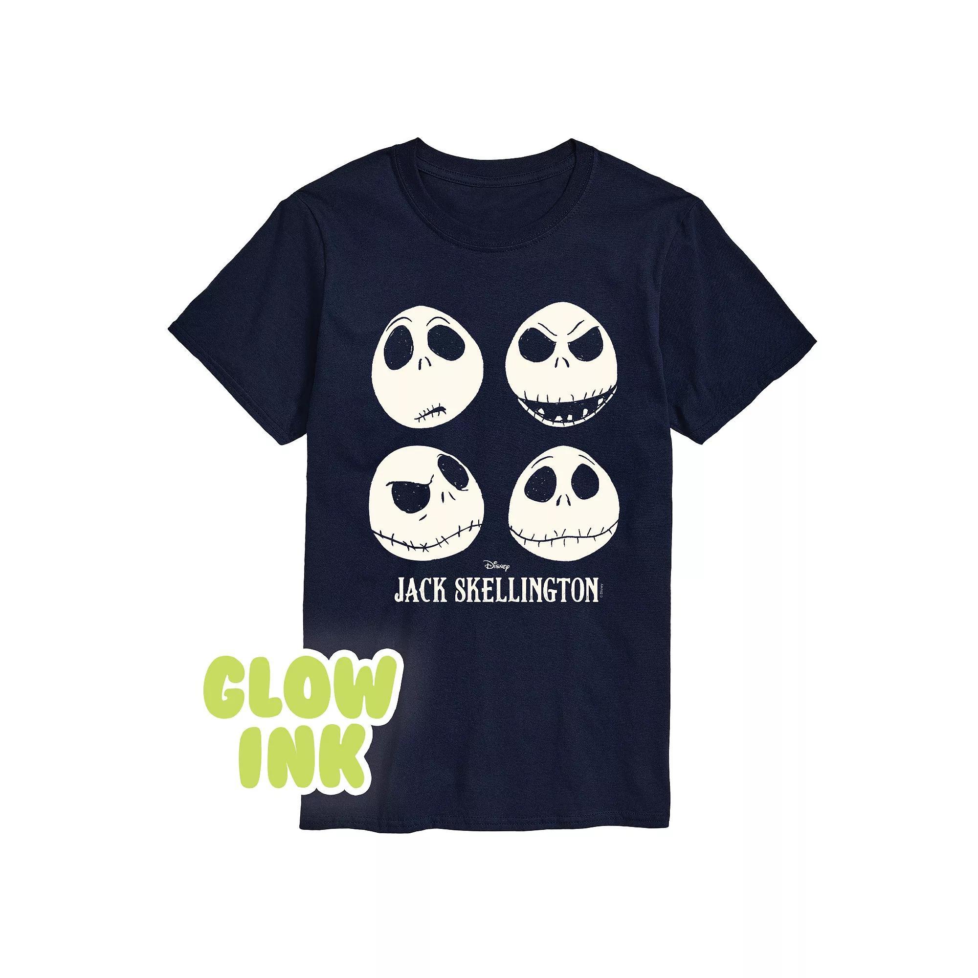 Disneys Nightmare Before Christmas Jack Skellington Mens Glow Graphic Tee Blue Product Image