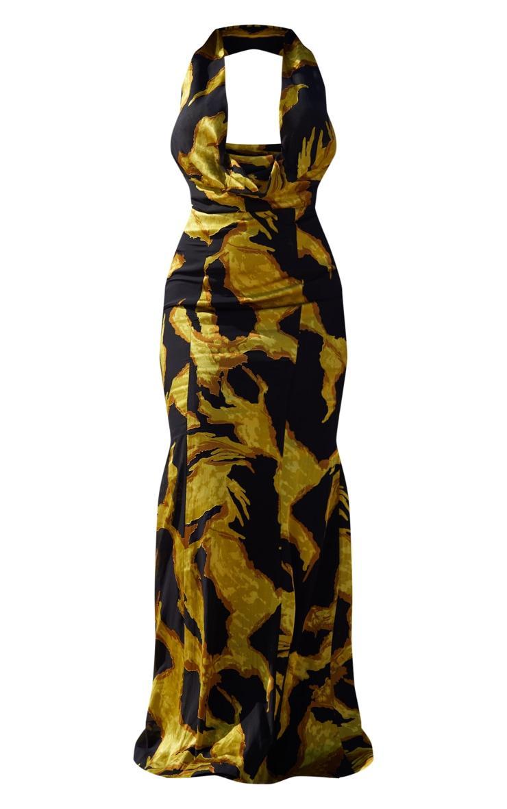 Premium Multi Burnout Chiffon Extreme Cowl Maxi Dress Product Image