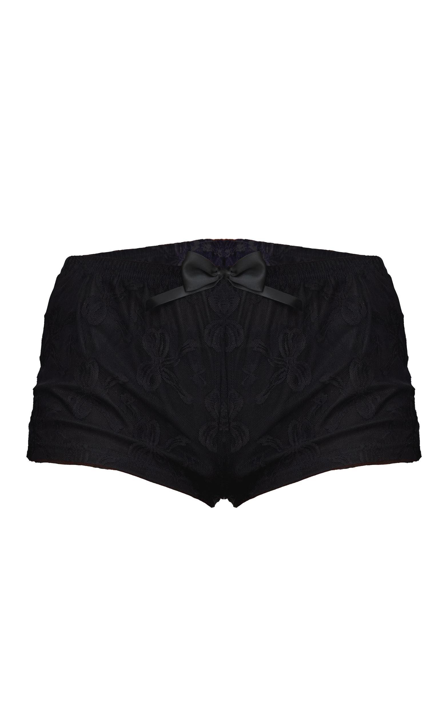 Black Bow Printed Mesh Mini Hot Pants Product Image