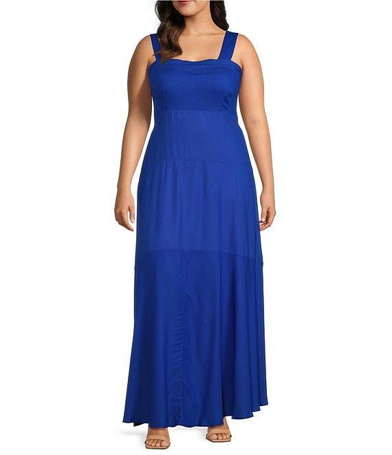 Vince Camuto Plus Size Square Neck Sleeveless Empire Waist Maxi Dress Product Image