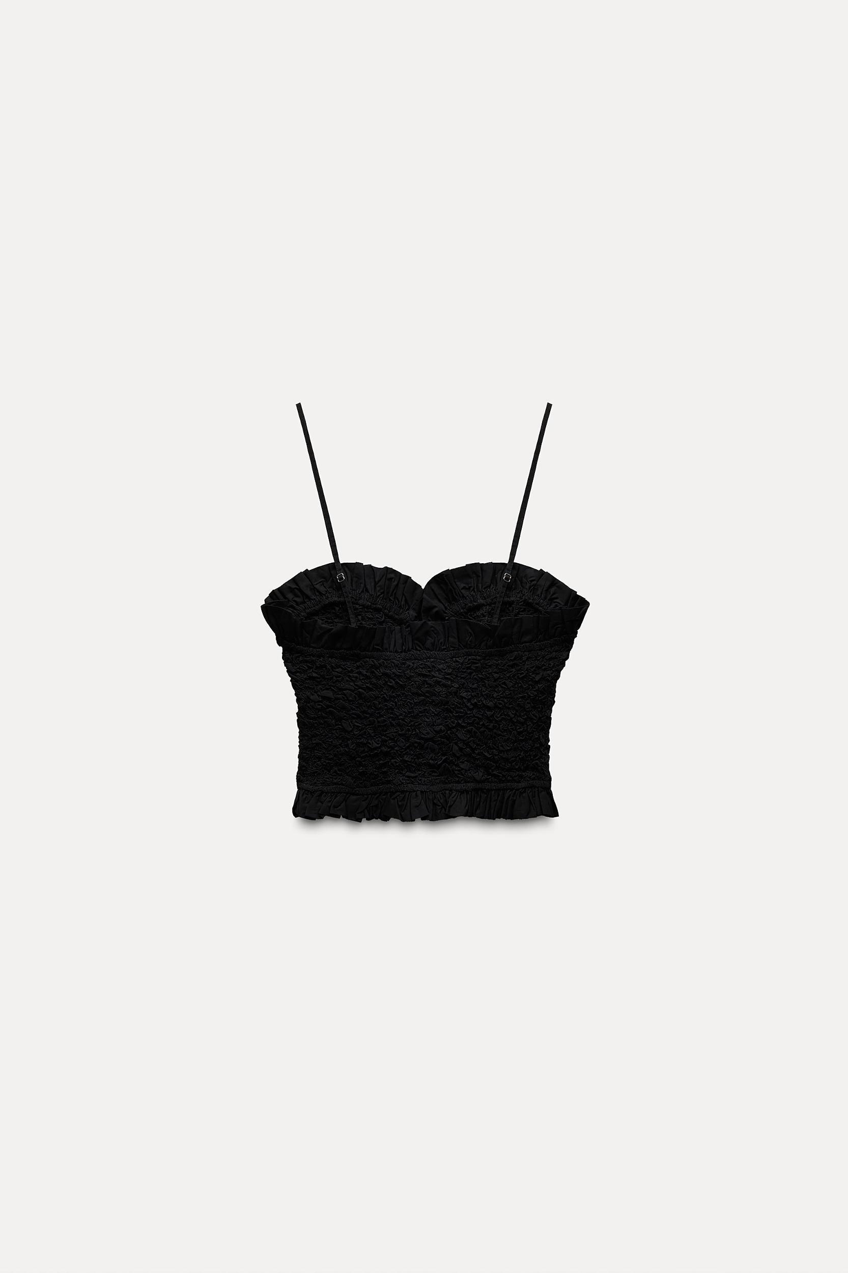 SMOCKED POPLIN CROP TOP Product Image