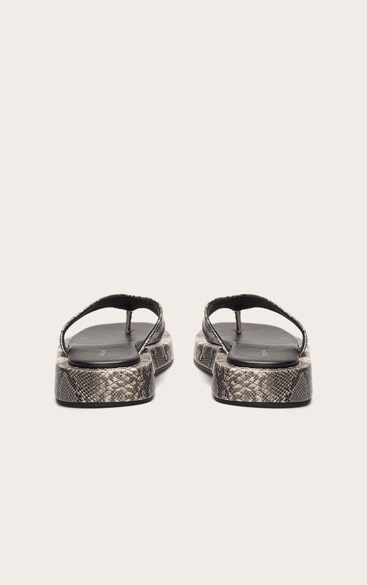 Snake Pu Round Toe Thong Flatform Sandals Product Image
