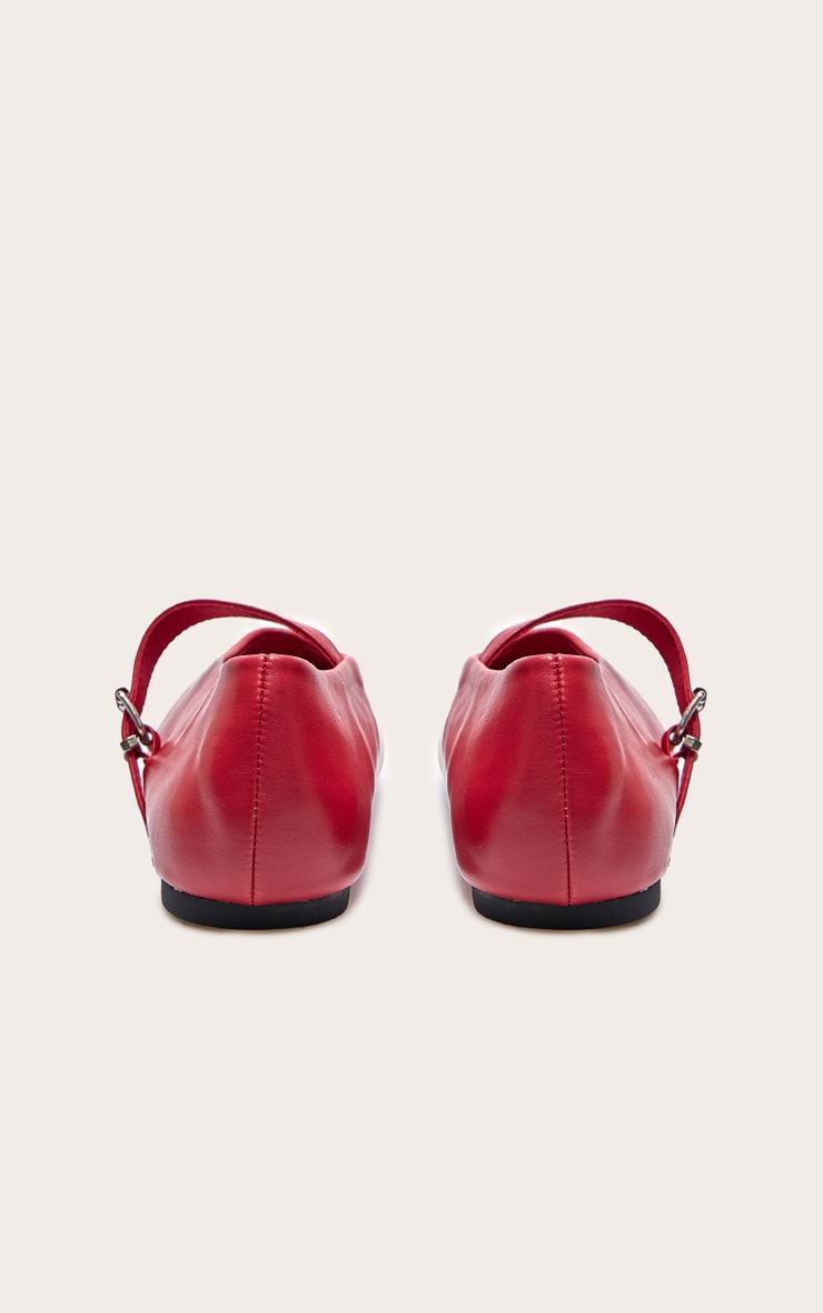 Red PU Round Toe Ballet Pumps Product Image