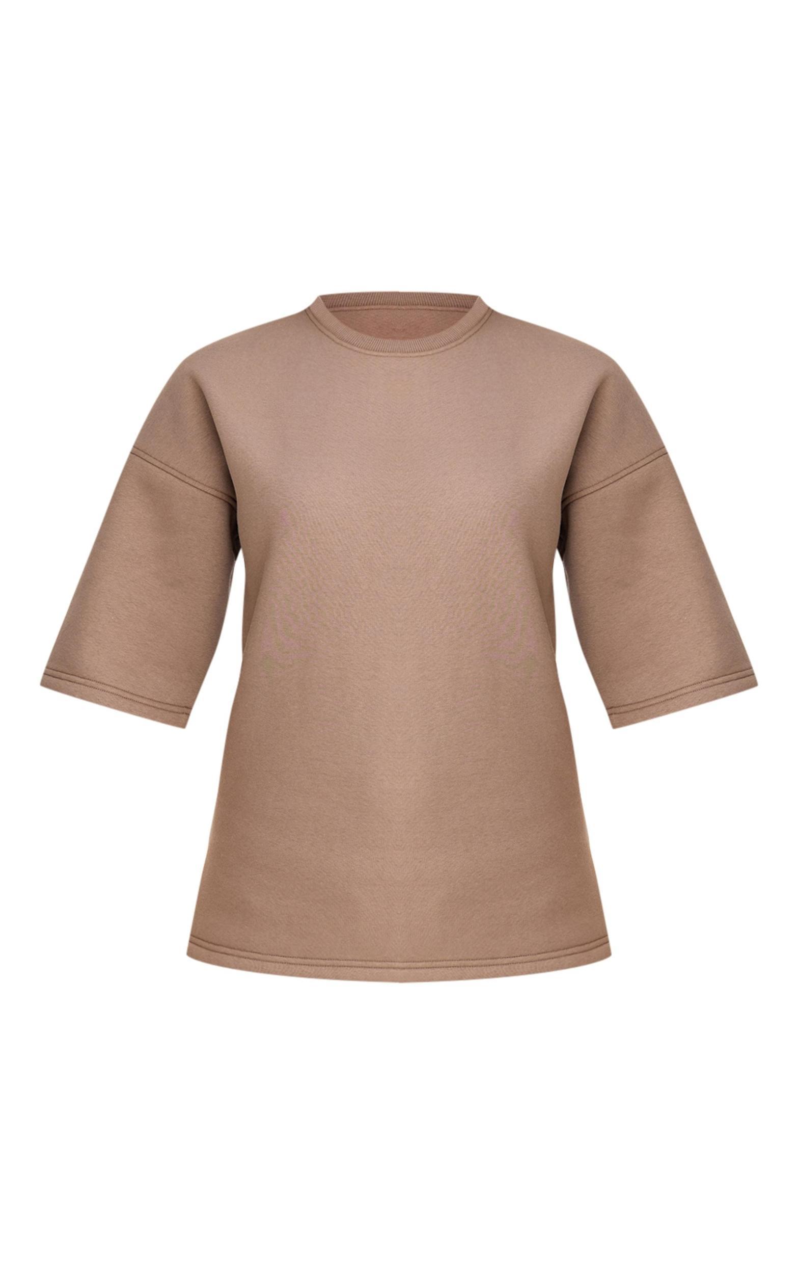 Mocha Premium Oversized Boxy Short Sleeve Sweatshirt Product Image