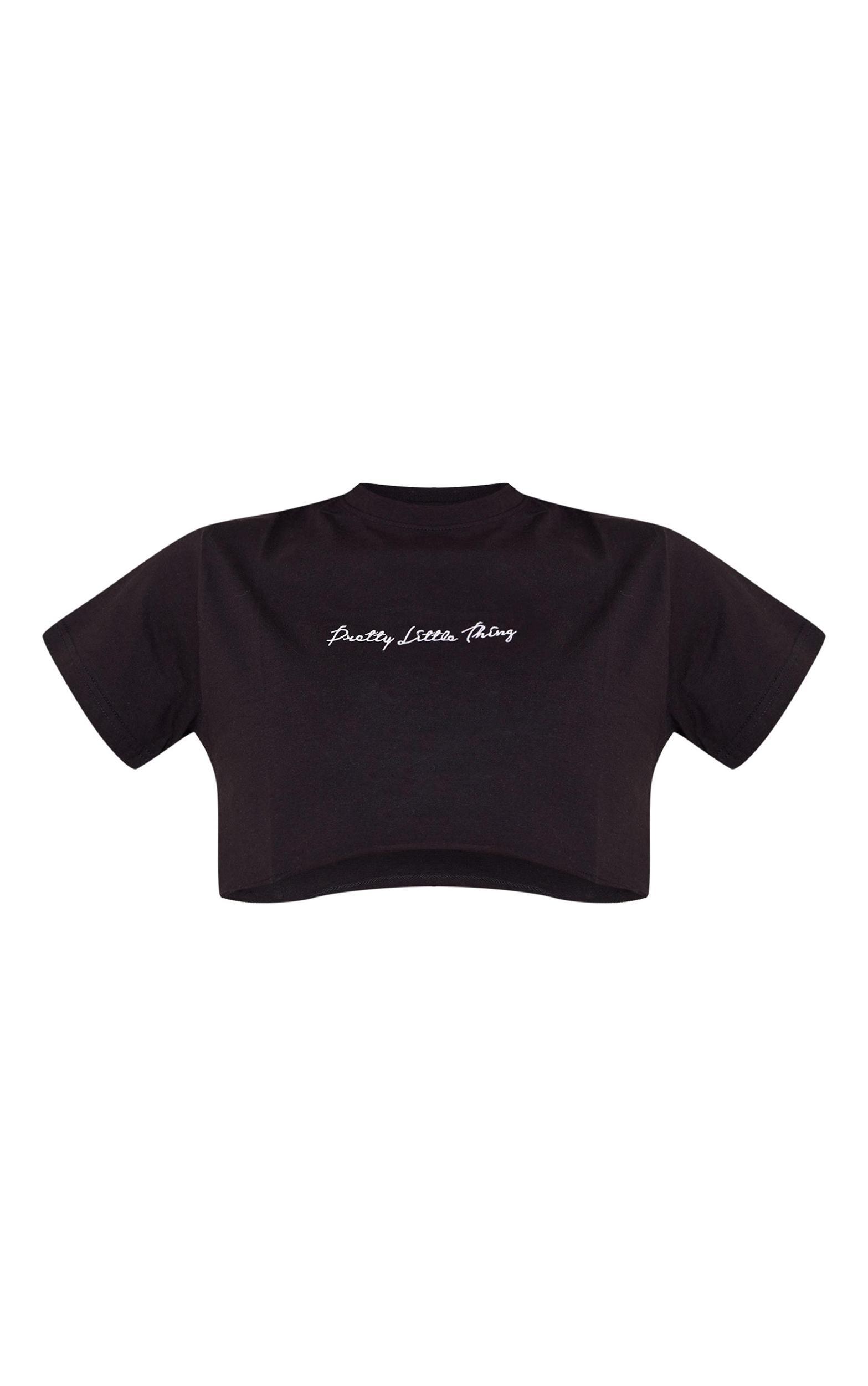PRETTYLITTLETHING Cotton Black Oversized Crop T-Shirt Product Image