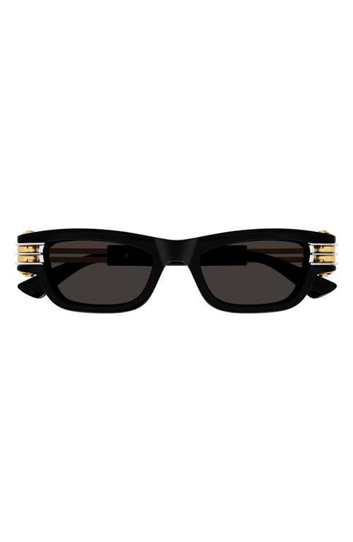 BOTTEGA VENETA 50mm Rectangular Sunglasses In Black/gray Solid Product Image