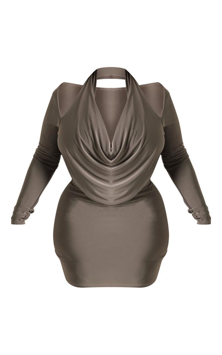 Plus Charcoal Cowl Neck Long sleeve Bodycon Dress Product Image