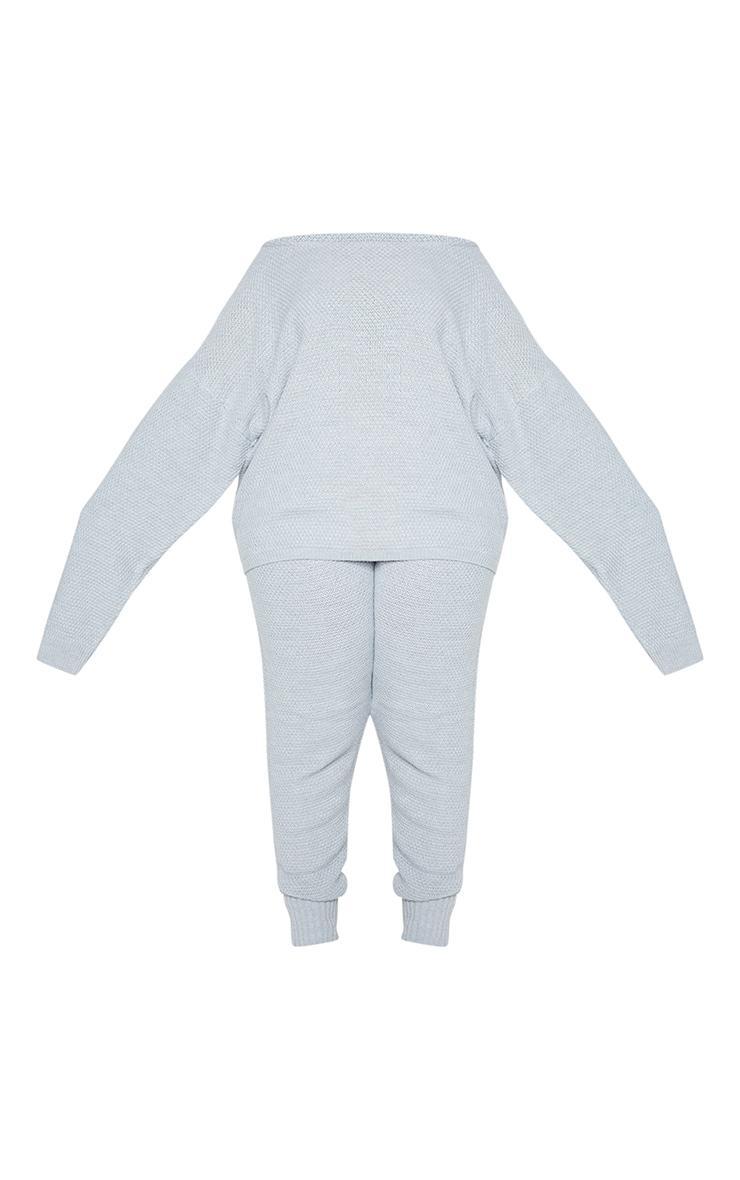 Plus Grey Waffle Knitted Lounge Set Product Image