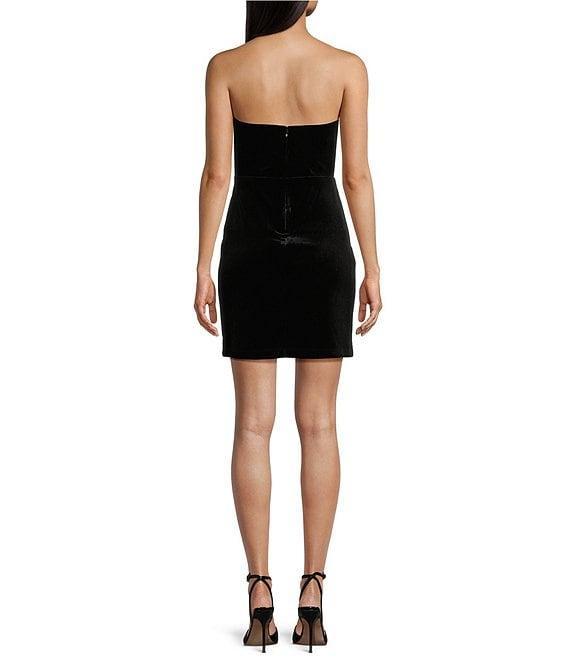 Pear Culture Sleeveless Bow Front Velvet Dress Product Image
