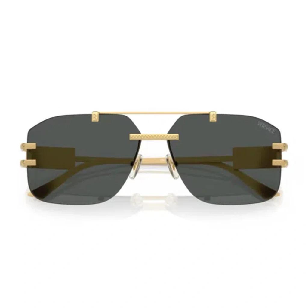 VERSACE 60mm Rectangular Sunglasses In Dark Grey Product Image