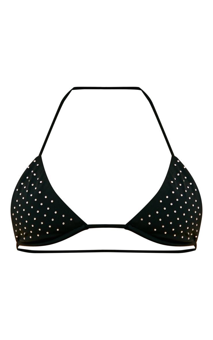 Black Diamante Detail Micro Triangle Bikini Top Product Image