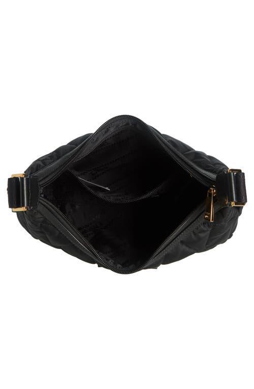 VERSACE Quilted Nylon Hobo Bag In Black- Gold Product Image