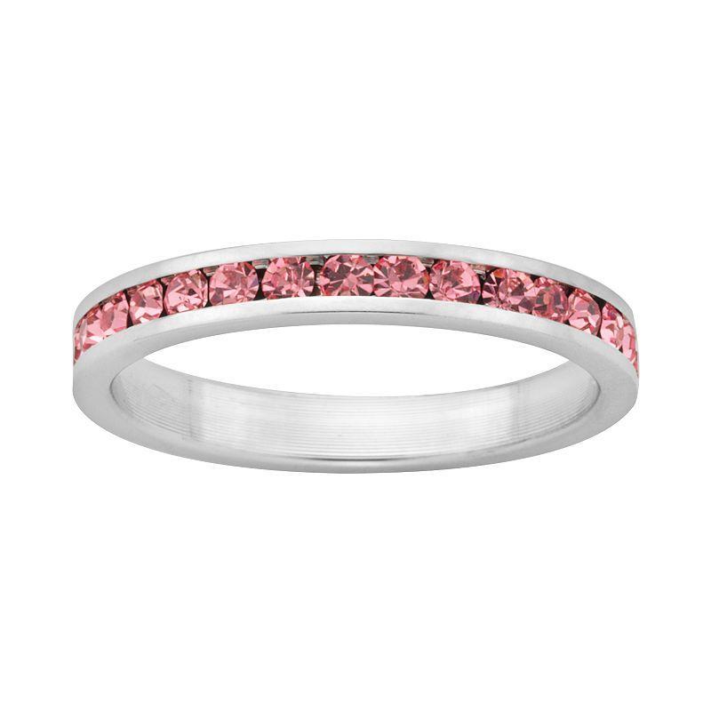 Sterling Silver Pink Crystal Eternity Ring, Women's, Size: 9 Product Image
