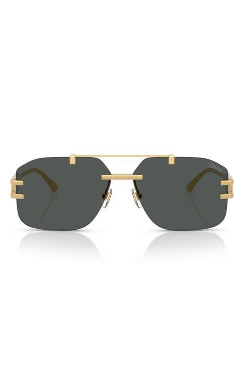 VERSACE 60mm Rectangular Sunglasses In Dark Grey Product Image