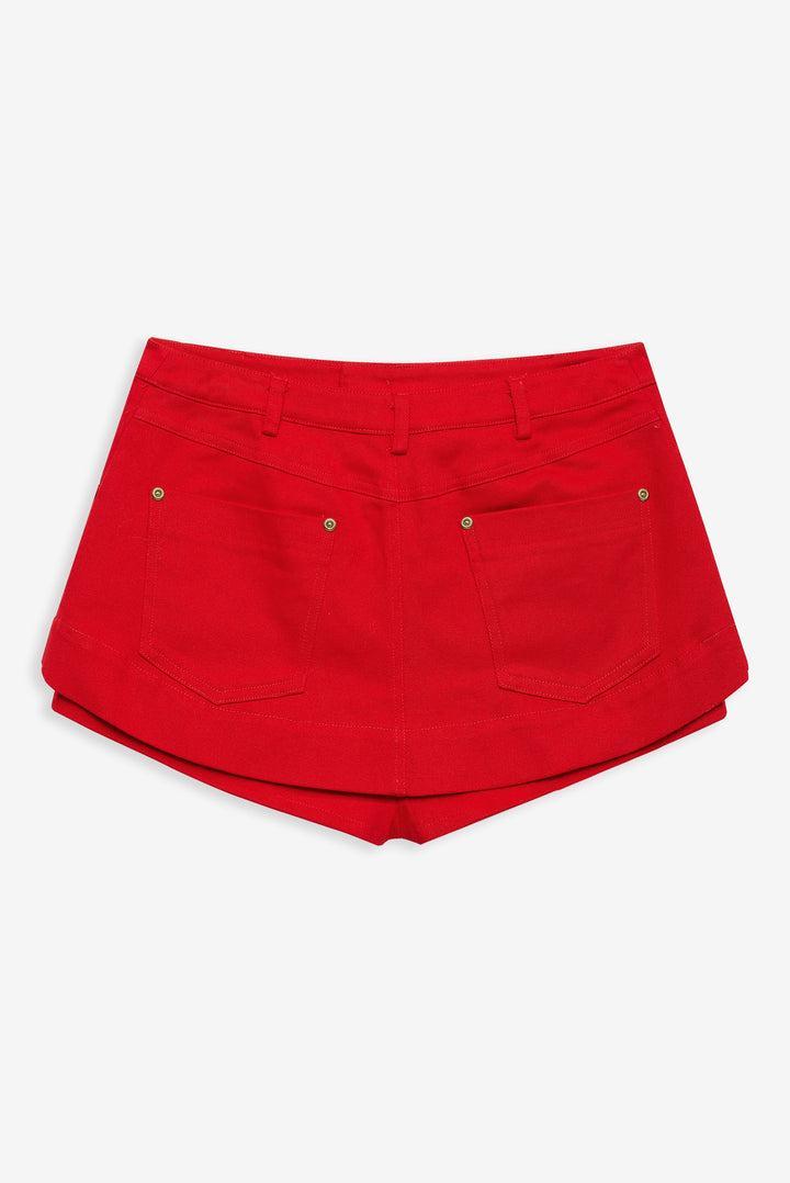 Lipstick Denim Mini Skort — White Product Image