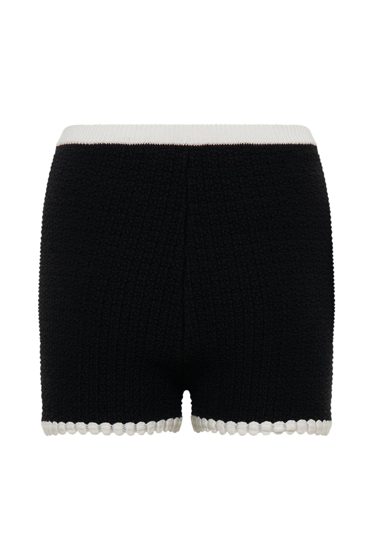 Saffron Contrast Knit Shorts - Black/White Product Image