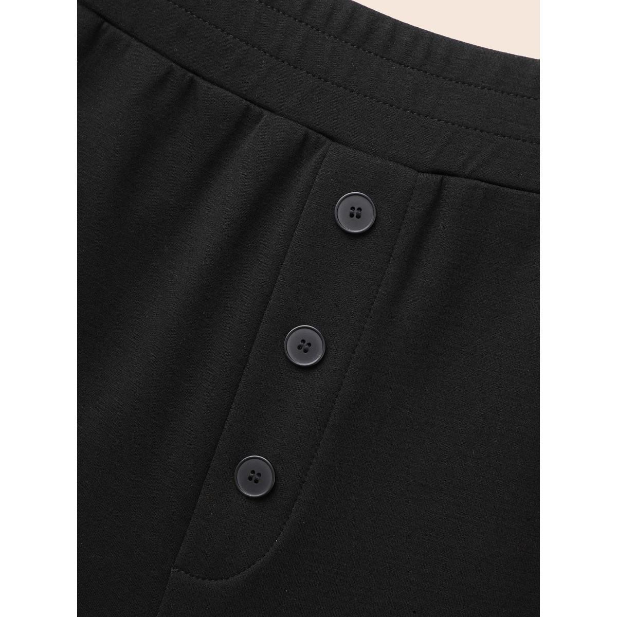 Plus Size Supersoft Wide-Leg Pants Women Black Casual Wide Leg Mid Rise Everyday Pants BloomChic 12/L Product Image