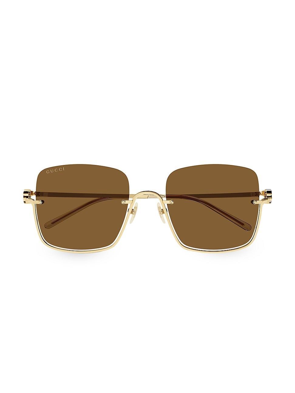 Semi-Rimmed Metal & Acetate Square Sunglasses Product Image