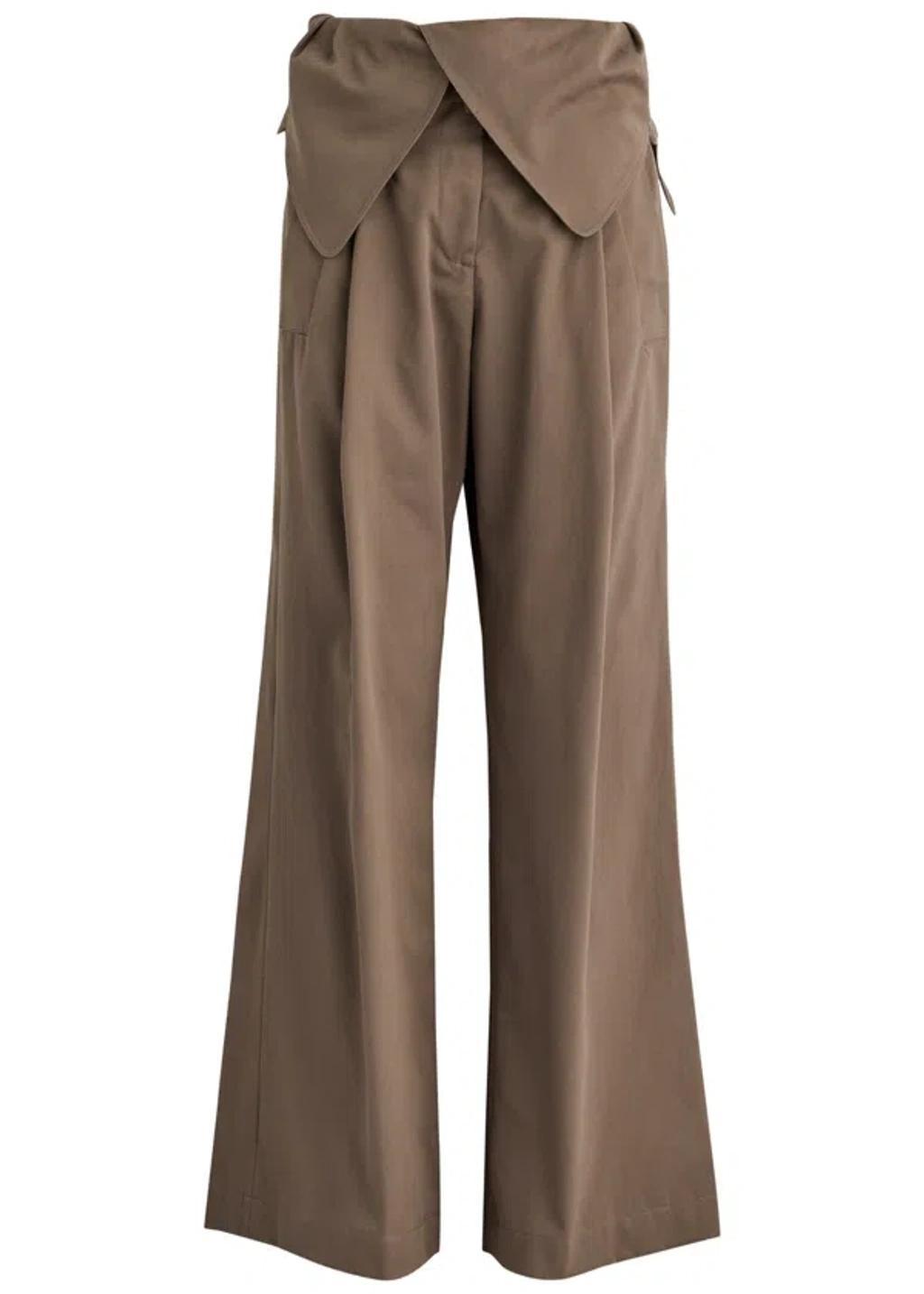 JW ANDERSON Fold Over Wide-leg Trousers In Brown Product Image