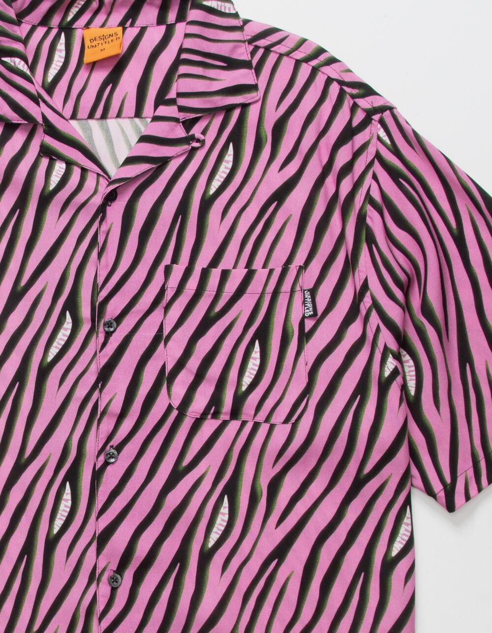 DESIGNS UNTITLED Zebra Mens Button Up Shirt - BLACK Product Image