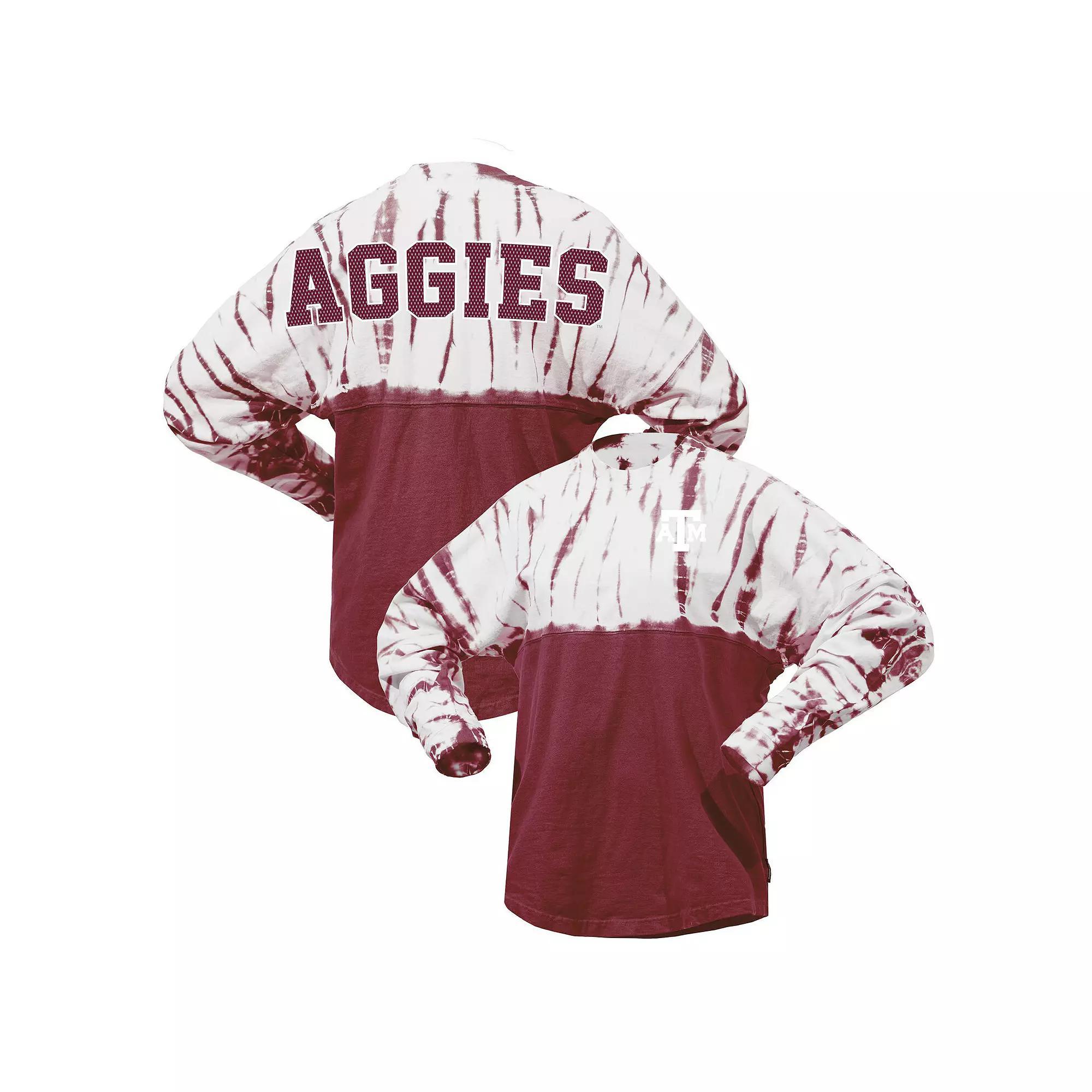 Women's Maroon Texas A&M Aggies Tie-Dye Long Sleeve Jersey T-Shirt, Size: XS, Red Product Image