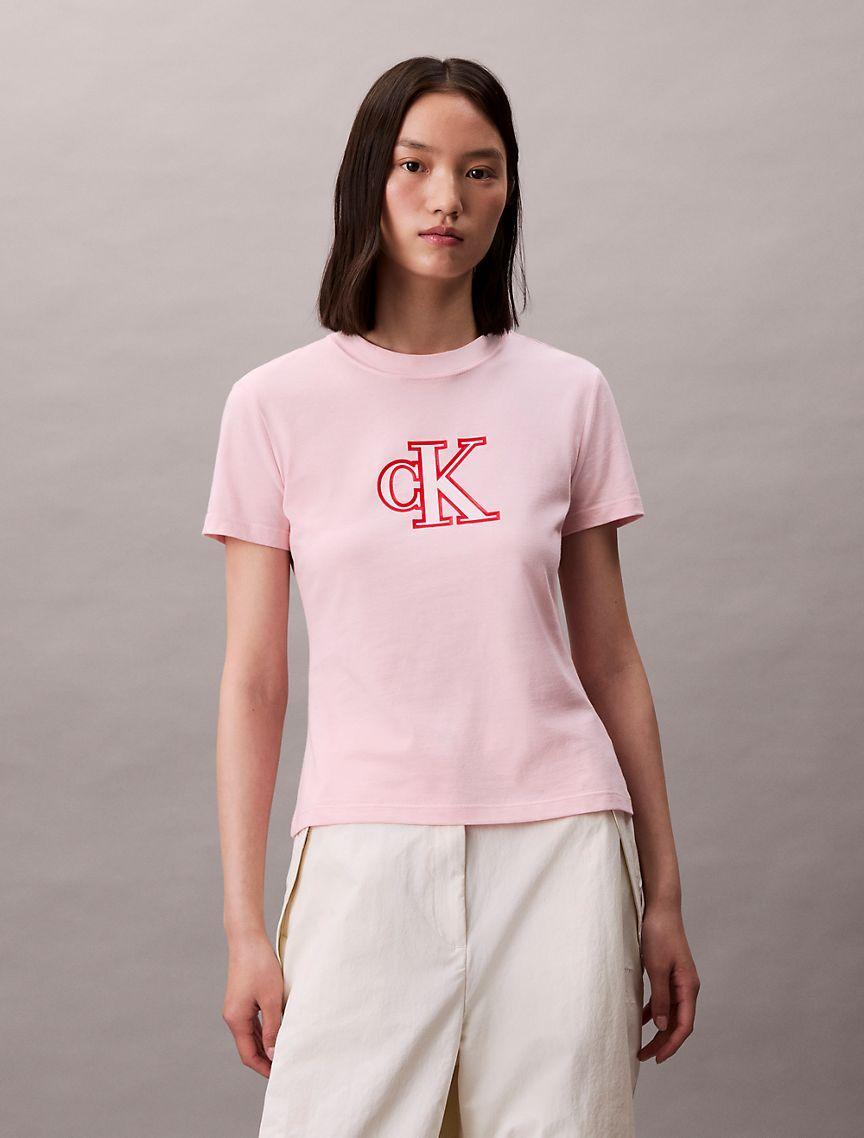 Slim Cotton Modal Monogram Logo Tee Product Image