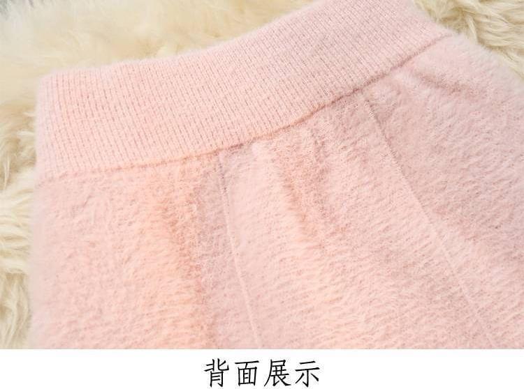 High Rise Plain Knit Midi A-Line Skirt Product Image