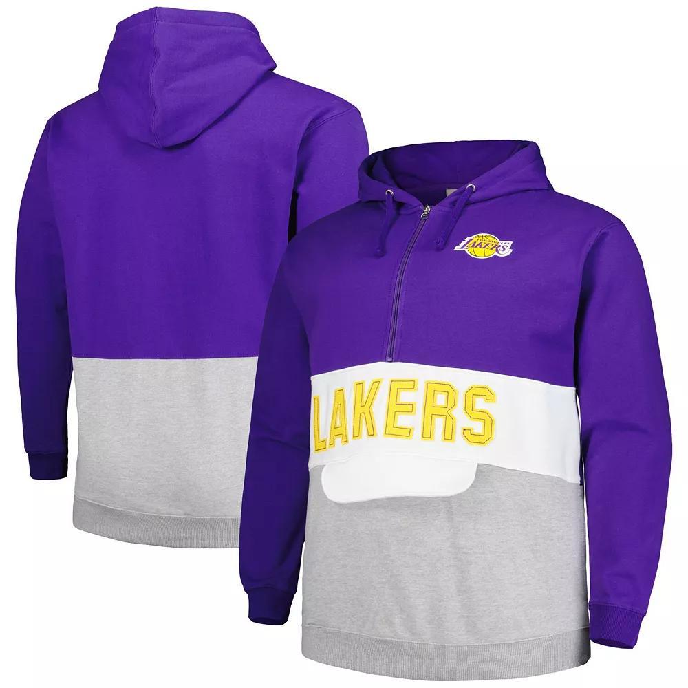 Men's Fanatics Branded Purple Los Angeles Lakers Big & Tall Anorak Half-Zip Hoodie, Size: 2XB Product Image