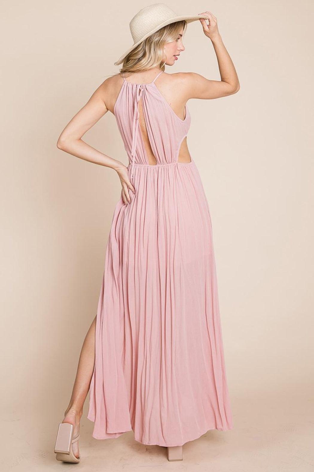 Split Front Cut Out Halter Maxi Dress Product Image