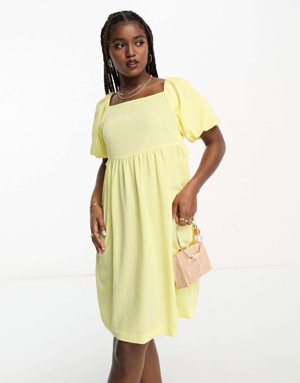 Monki crepe puff sleeve open back mini dress Product Image