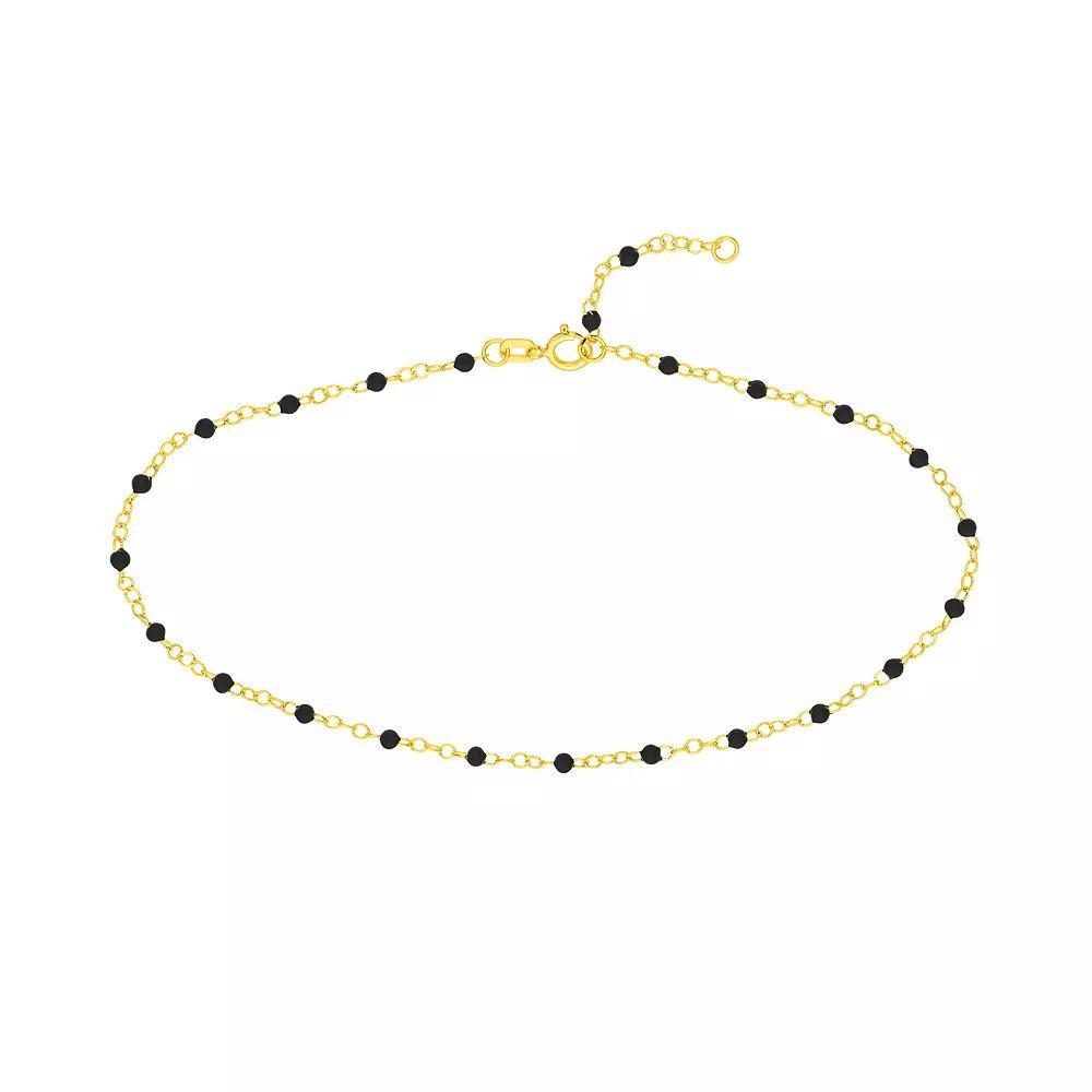 Color Romance 14k Gold Colored Enamel Bead Adjustable Anklet, Womens Product Image