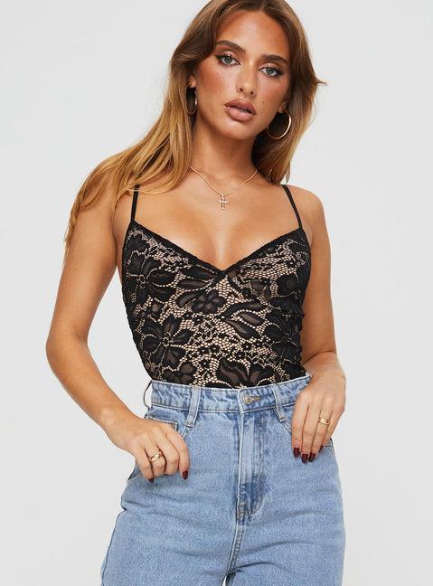 Intimacy Lace Bodysuit Black Product Image