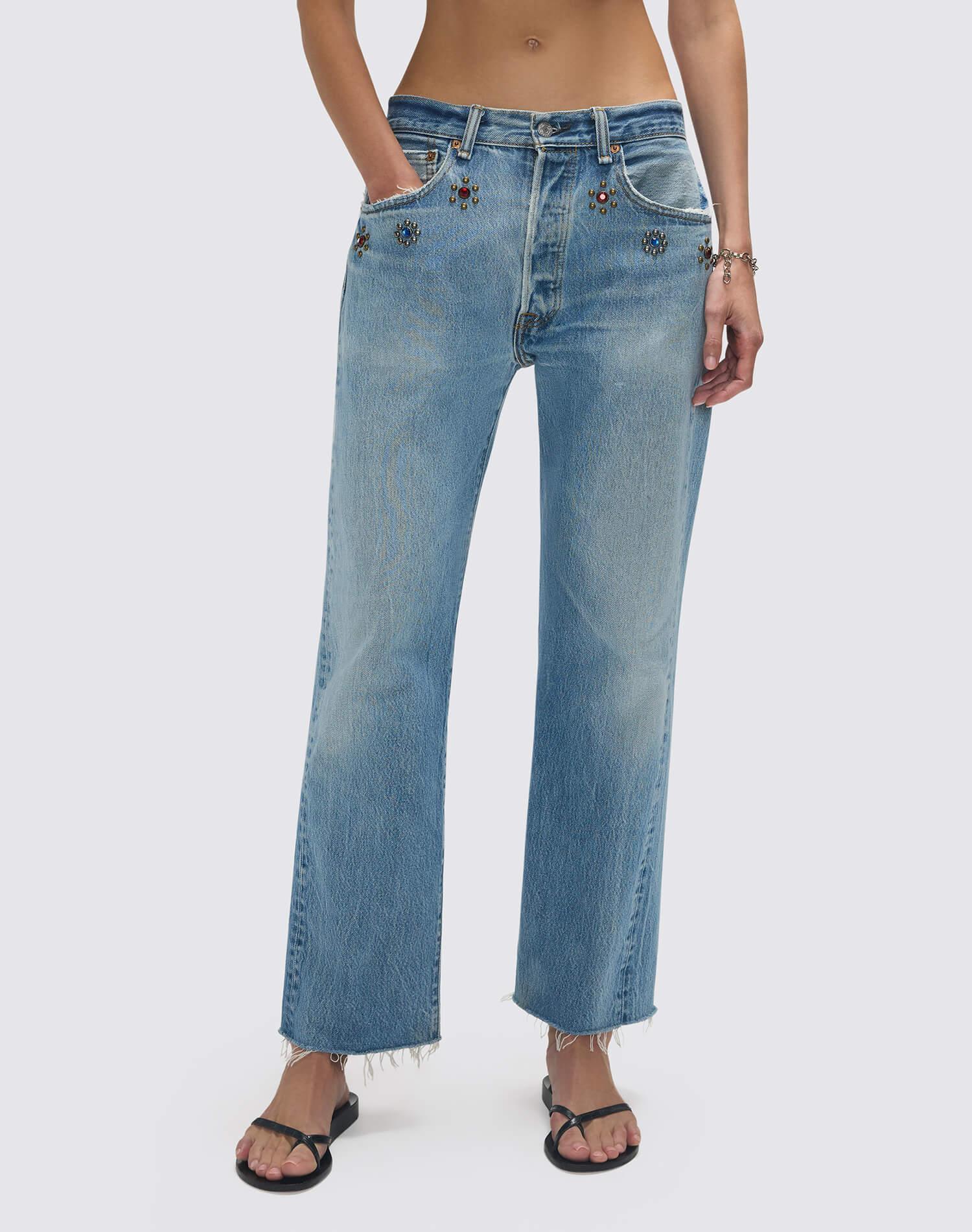 Levi's Studded Boyfriend Jean - Indigo Bloom Stud Product Image