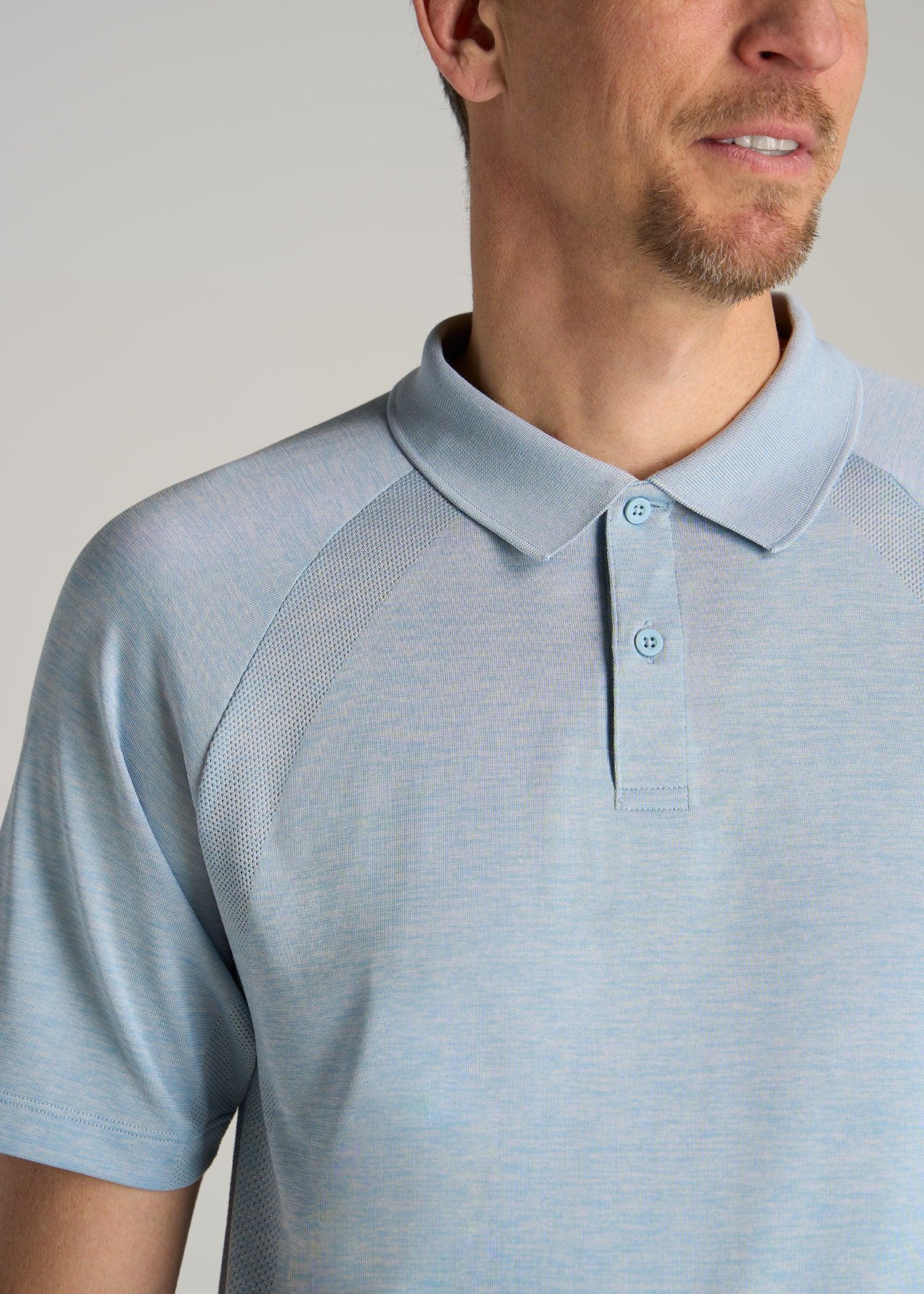 A.T. Performance: Raglan Men's Tall Polo Shirt in Light Blue Mix Product Image