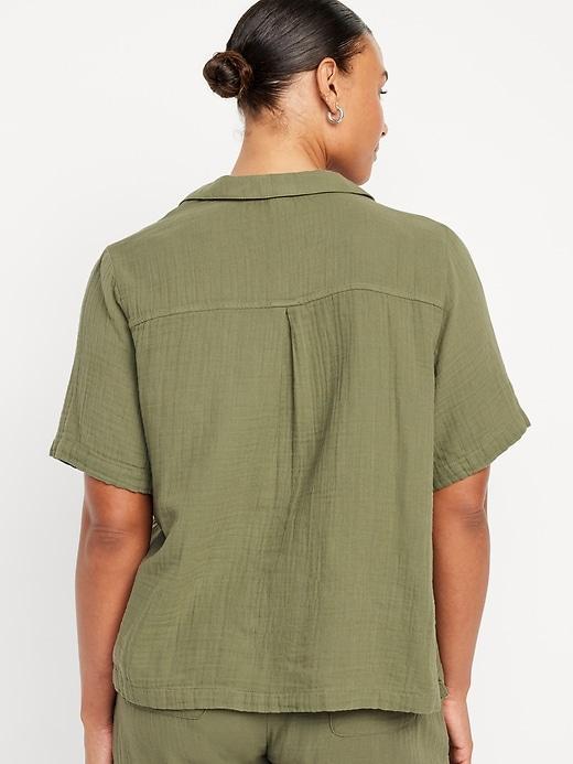 Crinkle Gauze Button-Down Shirt Product Image