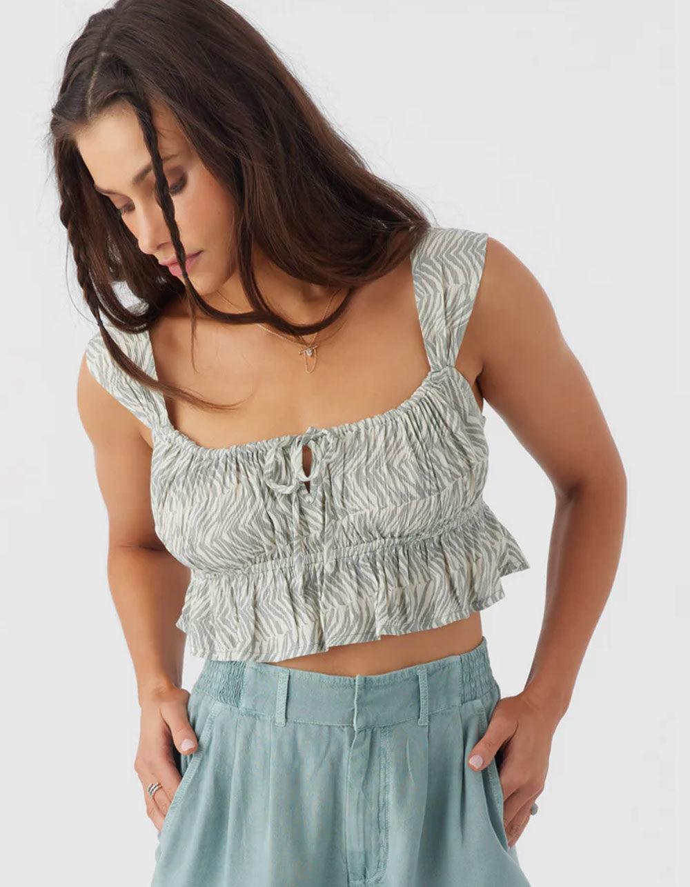 O'NEILL Gabbie Zebra Texture Womens Crop Top - WHITE COMBO Product Image