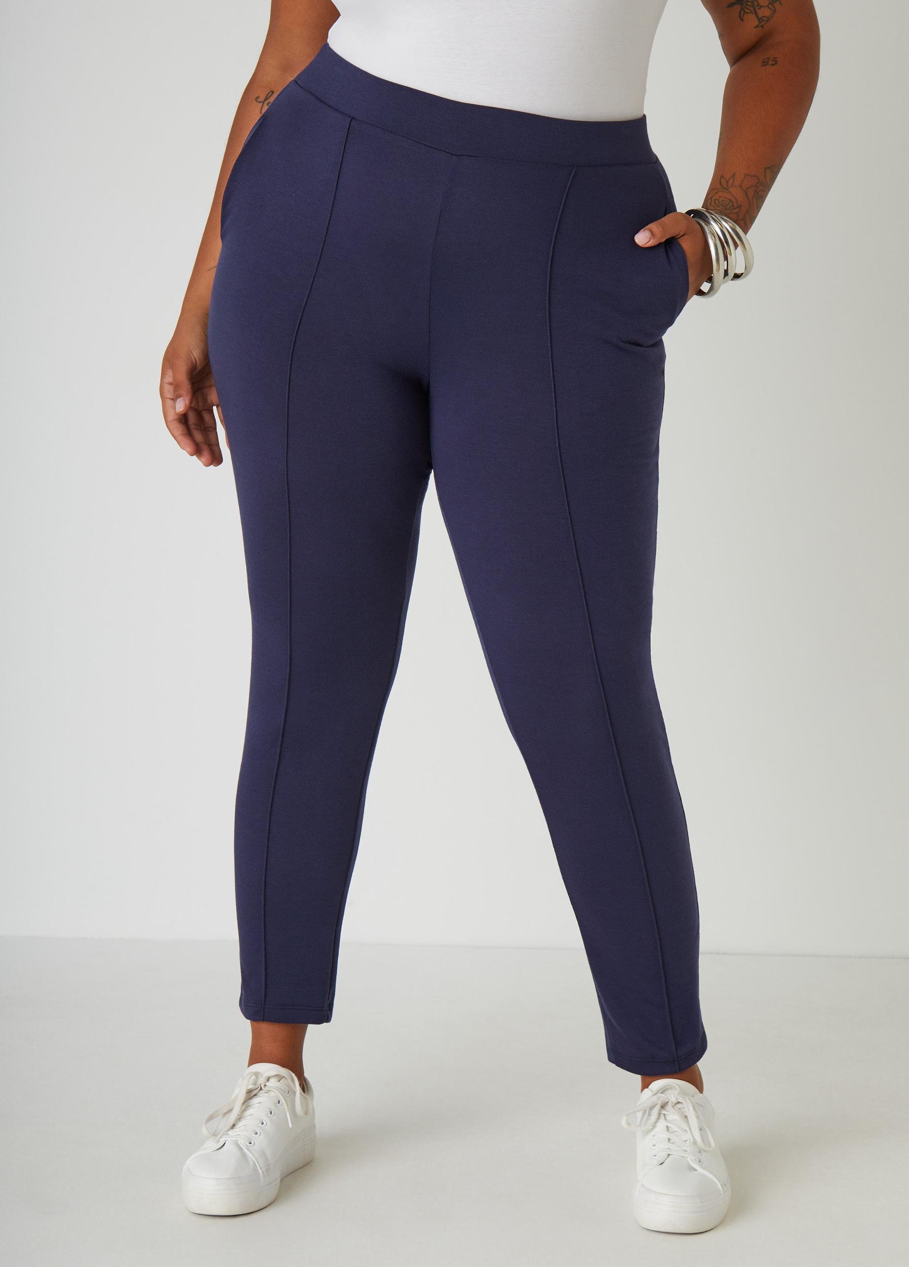 Plus Size Pintucked High Rise Leggings Ashley Stewart Product Image