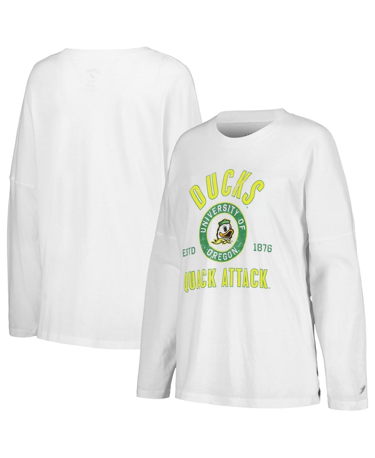 Women's League Collegiate Wear White Oregon Ducks Clothesline Oversized Long Sleeve T-Shirt, Size: XL Product Image